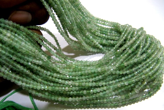 Natural Green Strawberry Quartz 2.5 to 3mm Rondelle Micro faceted Gemstone Beads Strand 13 Inches Long Best Quality Beads