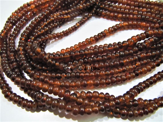 Natural Hessonite Garnet 4-5mm Size Beads plain Smooth Rondelle Shape Hessonite Beads Strand 8 inches Birthstones Beads
