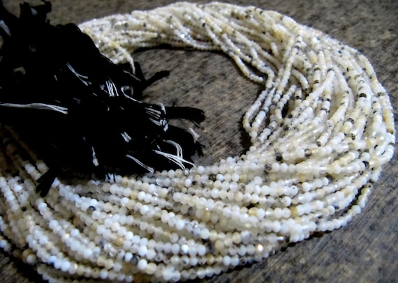 Natural Dendritic Opal  2mm Rondelle Micro faceted Gemstone Beads Strand 13 Inches Long Best Quality Beads Sold Per Strand