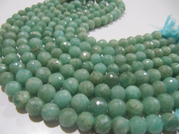 Natural Amazonite Round Faceted 8-9 mm Gemstone Beads Strand 9 inch long High Quality Wholesale Prices Jewelry making gemstone