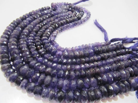 Natural Amethyst Rondelle Faceted 7-10mm Graduated best Quality Beads Strand 9inches Long Wholesale Prices jewelry making gemstone