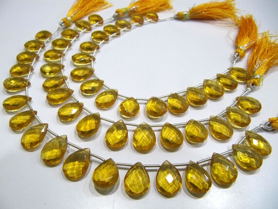 Beautiful Citrine Hydro Quartz Faceted Pear Shape Beads , Hydro Quartz Briolette approx 10x14mm Size Gemstone Beads Length 8 inches long