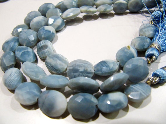 Natural Blue Opal Briolette Oval Faceted Beads 10x12mm to 12x15mm Size Sold per Strand 8 inches Long Top and Finesh Quality beads