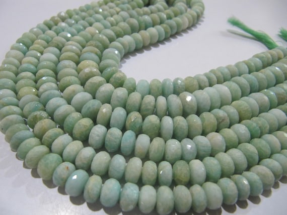 Natural Green Amazonite Rondelle Faceted 9-10 mm Gemstone Beads Strand 10 inch long High Quality Wholesale Prices Jewelry making gemstone