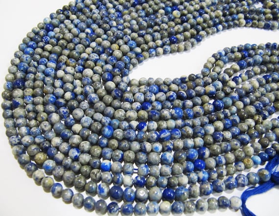 Natural Genuine Lapis Lazuli Round Plain Smooth 4-5 mm Beads Blue Colour Beads For Jewelry Making Sold Per Strand 13 Inches Long