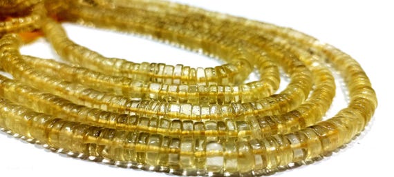 Lemon Quartz Rondelle Tyre Shape Bead Strand, Graduated 5-9mm, 9 Inch