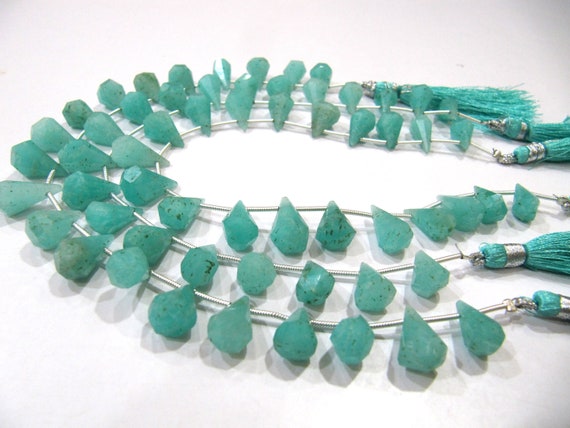 Natural amazonite Briolette Faceted Teardrop 6x10mm to 9x15mm Beads Sold per Strand 8 inches long Top Quality Beads