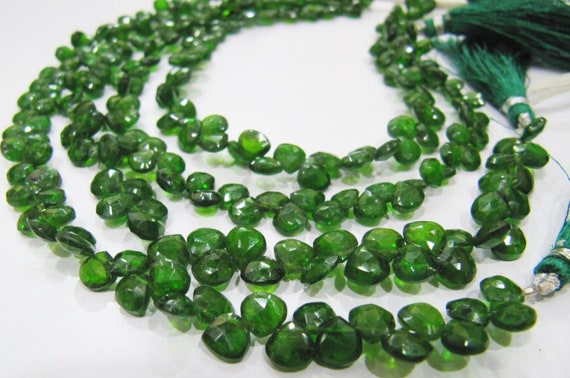 AAA Quality Natural Green Tourmaline 5-6mm, Best Quality Green Color Heart Shape Faceted Beads, Strand 8 inches Long Sold Per Strand