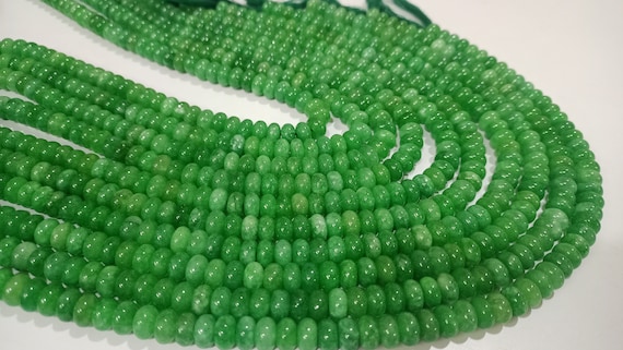 Natural Green Emerald Quartz Stone Rondelle Plain Smooth 8mm Gemstone Beads Sold Per Strand 8 Inches Long