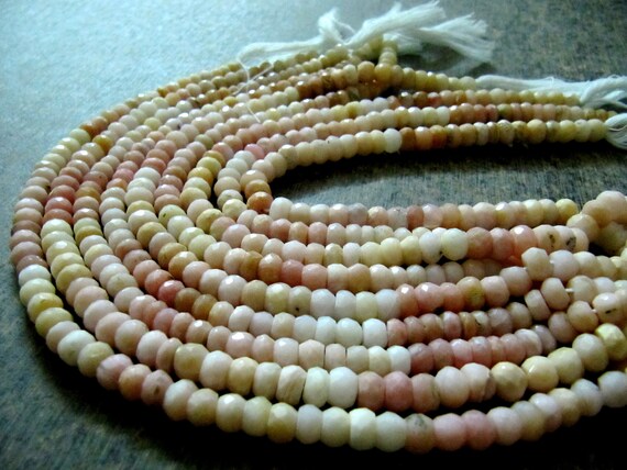 Natural Pink Opal Rondelle faceted Shaded Color 6-7mm Gemstone Beads Strands 13 inches Long Pink Opal Machine Cut Beads Sold Per Strand