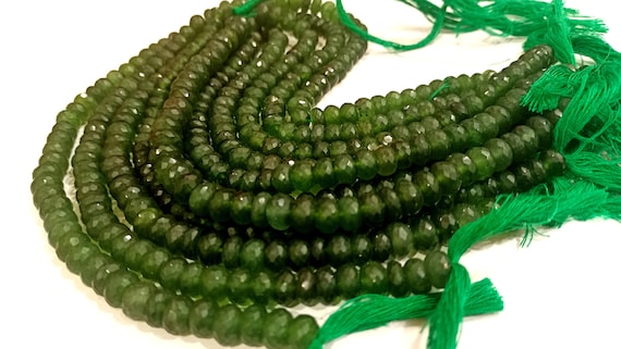 Natural Serpentine  Rondelle Faceted  8mm Gemstone  Beads Sold per strand 8 inches long Great Quality Beads