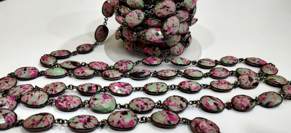 Fordite Quartz Free Shape  Briolette 10to15mm Bezel Connector Gemstone Chain Sold Per Foot Great Quality Chain