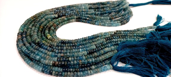 Natural Moss Aquamarine Rondelle Plain Smooth 4 to 6mm Beads Sold Per Strand 14 inches Long Choose the Size