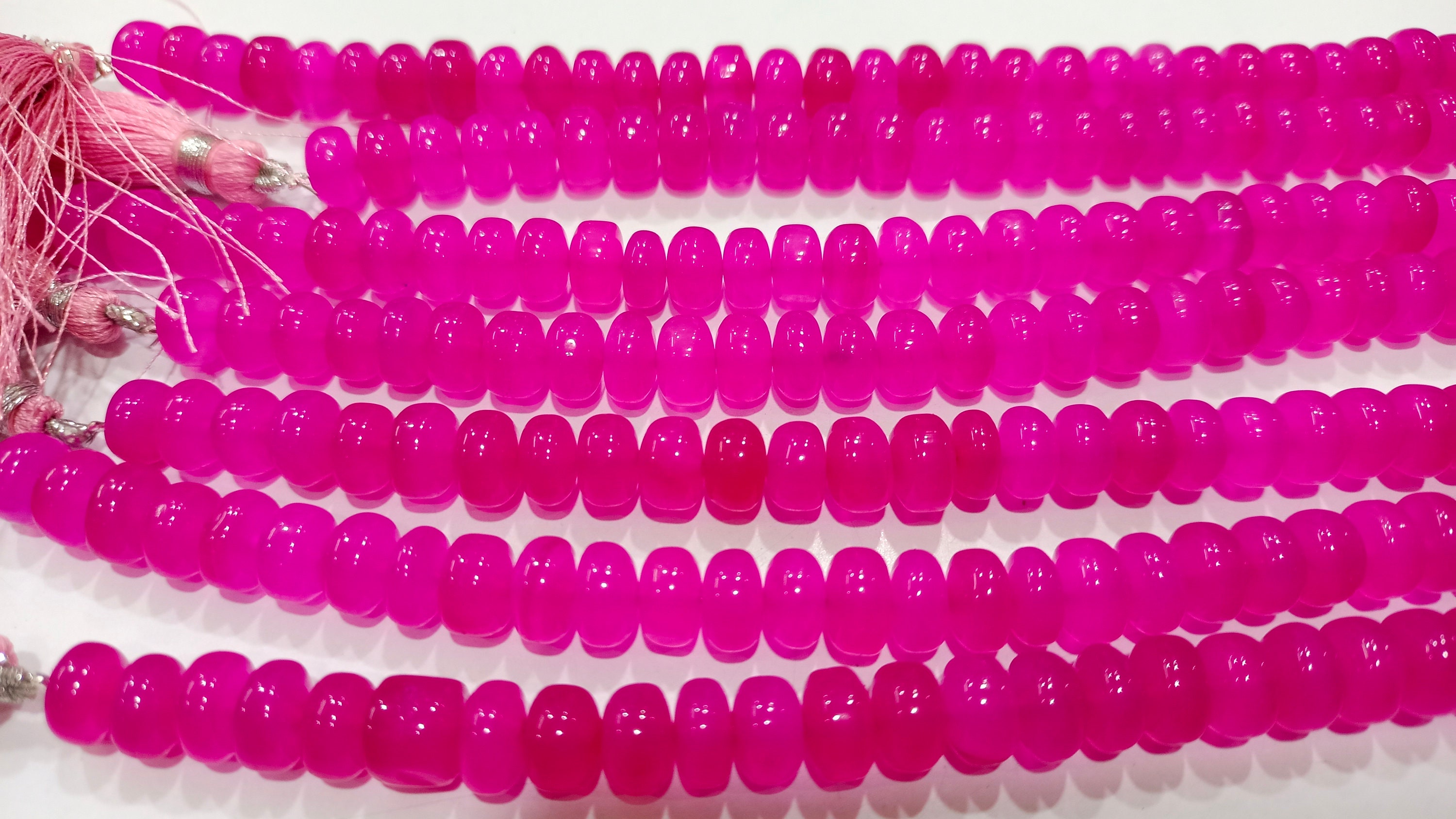 Natural Pink Chalcedony Rondelle Plain Smooth 8mm Gemstone Beads