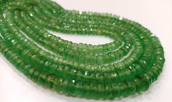 Natural Rare Green Kyanite Rondelle Faceted 5mm Gemstone Beads Sold Per Strand 8 Inches Long