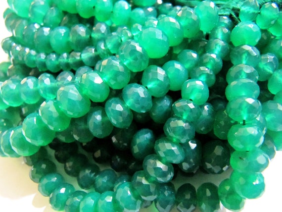 Natural Green Onyx Rondelle Faceted Beads 7 to 8 mm Strand 9 inches long High Quality Beads Wholesale prices jewelry making gemstone beads