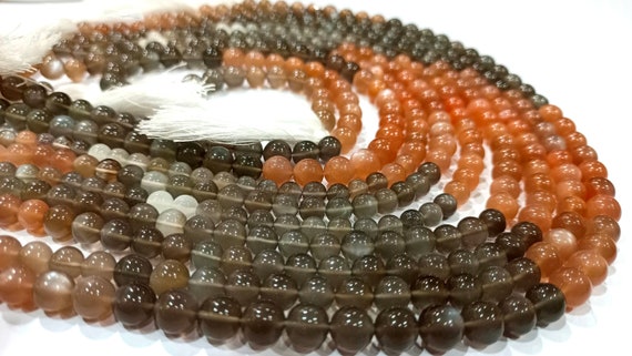 Natural Multi Moonstone Round Shape Plain Smooth 5 to 12mm Beads Sold Per Strand 7 Inches Long Great Quality African Moonstone Beads