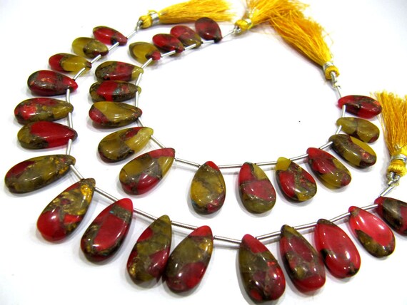 Multi Oyster Copper Turquoise Pear Shape Smooth Plain Size 10x16 To 12x20mm Multi Color shaded Beads Strand 8 inches Long Sold Per Strand