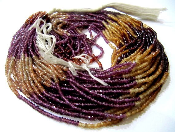 Natural Tundra Sapphire  2.5 to 3mm Size Rondelle Micro Faceted beads Strand 15 inches Long Genuine multi color Gemstone for Jewelry making