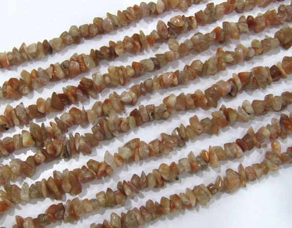Natural Peach Moonstone Irregular Chip Gravel Uncut Nugget 4mm To 8mm Beads  Jewelry Making Beads Strand 34 Inches Long Sold Per Strand
