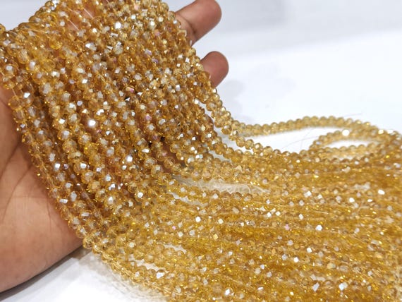 Citrine Hydro Quartz AB Mystic Coated Rondelle Faceted 6mm Beads Strand 15 inches.