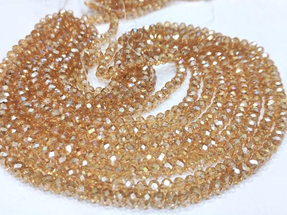 Peach Moonstone Hydro Quartz AB Mystic Coated Rondelle Faceted 6mm Beads Strand 15 inches.