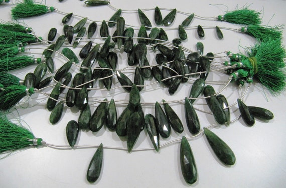 Genuine Green Aventurine briolette Beads Pear shape Size 1 inch to 1.5inch Flat Tear Drops Strand 8 inch long Wholesale Prices