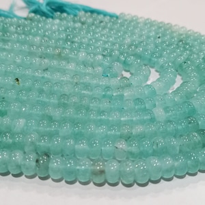 Natural Aqua Chalcedony Rondelle Plain Smooth 8mm Gemstone Beads Sold Per Strand 8 Inches Long Great Quality Beads