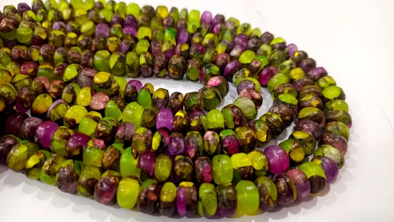 Natural Green Purple Opal Copper Turquoise Rondelle Plain Smooth Size 8mm Gemstone Beads Sold Per Strand 8  Inches Long Best Quality Beads