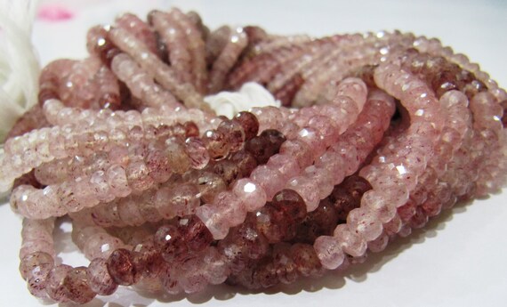 Genuine Best Quality Strawberry Quartz Beads Sizes 4mm Rondelle Micro faceted String 13inch long Sold per string Wholesale Prices