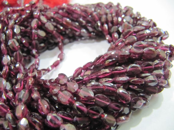 Natural Garnet Oval Shape Briolette Faceted 5 to 7mm Size Gemstone  Beads Strand 13 inches long Jewelry Making Beads wholesale Prices