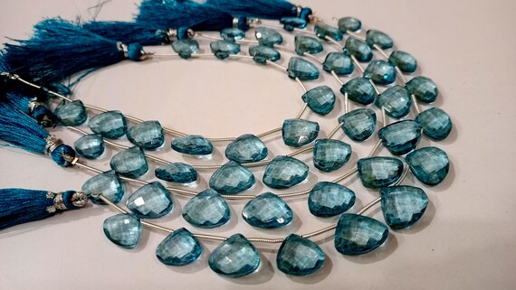 Natural London Blue Topaz Heart Shape Faceted 13-15 mm Graduated Gemstone Beads Sold Per strand 8 inches Long Great Quality Beads