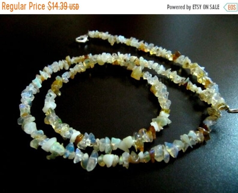 ON SALE Natural Ethiopian Opal Irregular Chip Gravel Uncut Nugget 4mm To 5mm Beaded Necklace Strand 18 Inches Long Sold Per Piece