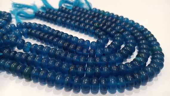 Natural Neon Apatite Rondelle Plain Smooth 8mm Gemstone Beads Sold Per Strand 8 Inches long Jewelry Making Beads