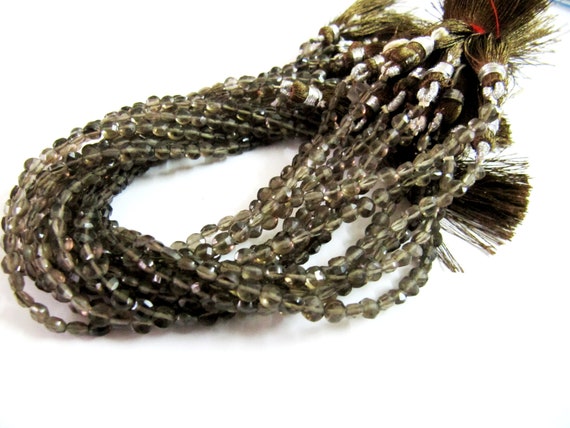 Natural Smoky Quartz Coin shape Briolette Faceted Beads Size 4mm best Quality Beads Strand 13 inches Long Jewelry making gemstone beads