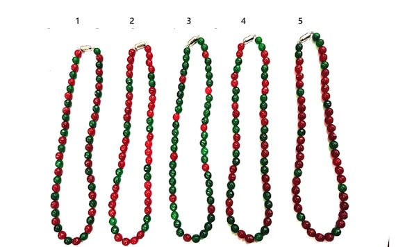 Natural Ruby Emerald Jade Round Faceted 6mm Beads  Beaded Necklace With Magnetic Clasp  Choose Design and Length