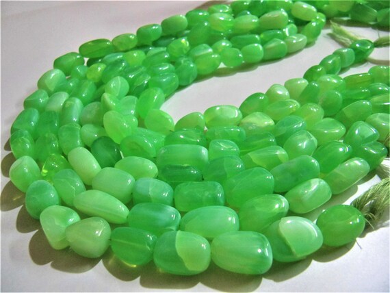 Natural Green Opal Plain Smooth Nugget Tumbled Beads 10 to 20mm Strand 8 Inches Long Jewelry Making Beads Sold Per Strand Wholesale Price