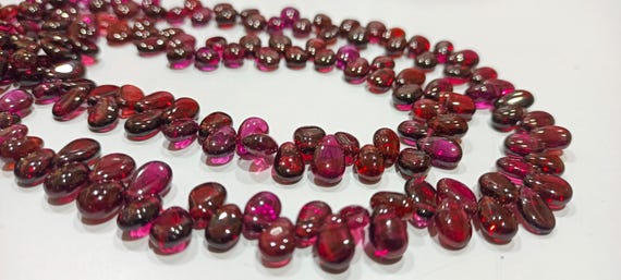 Natural Rhodonite Garnet 4 to 7mm Pear Shape Smooth Beads Sold Per Strand 8 Inches long Heart shape beads