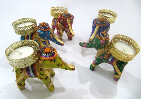 Multi Color Handmade Elephant Design Tealight Candle Holders Diwali Decoration Diyas, Fastive, Home Decor, Gift Item