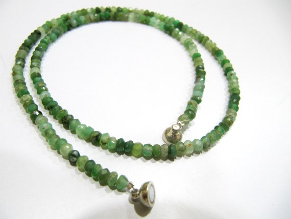 Natural Chrysoprase Rondelle Faceted 3-4mm Beaded Necklace Magnetic Clasp Handmade Green Beads Jewellery sold per piece
