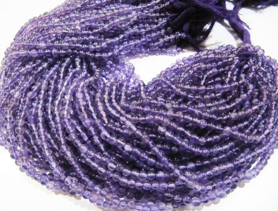 Natural Genuine Amethyst Beads Round Plain Smooth 4-5mm Beads Purple Color Beads For Jewelry Making Sold Per Strand 13 Inches Long