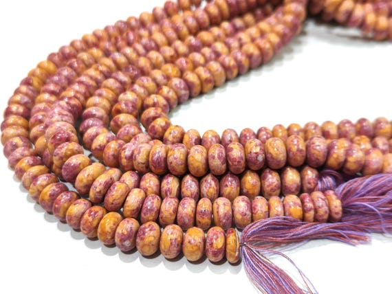 Natural Pink Orange  Copper Turquoise Gemstone Rondelle Plain Smooth 8mm  Beads Sold per Strand 8 Inches Long