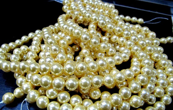 Pearl beads  Golden Color Round beads 6 to 7mm size Strand 15 to 16 inch Long Golden yellow Color Beads sold per Strand Wholesale Price