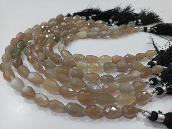 Natural Grey Moonstone Tear Drop shape Briolette 8x12mm Beads Sold Per strand 8 Inches long Great quality Beads