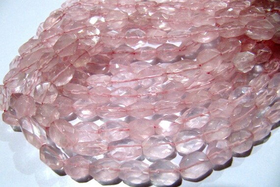 Natural Rose Quartz Oval Faceted Beads  Size 5x7mm to 6x8mm  Mani Shape Gemstone Beads  Strands approx 13 inches long sold per Strand
