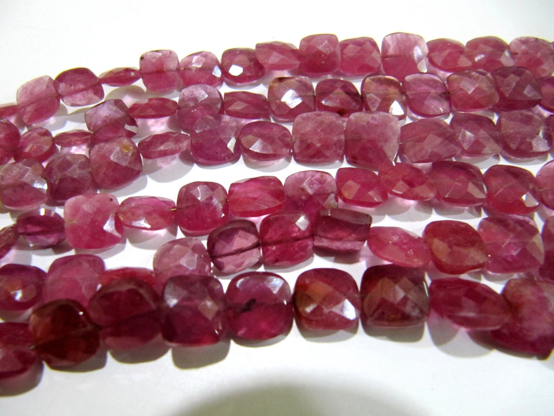 Finest Quality Amazing Ruby Gemstone Beads , Faceted Cushion Shape ...