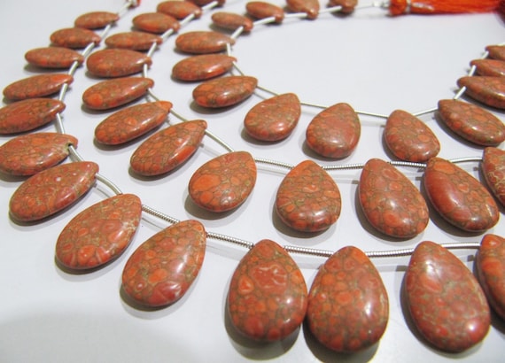 AAA Quality Orange Copper Turquoise Pear Shape Plain Smooth Size 12x20mm Beads Strand 8 inches Long Sold Per Strand, 14 Beads Per Strand