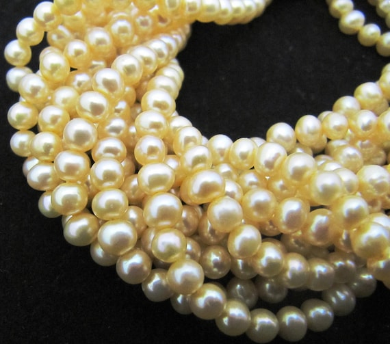Natural Golden Pearl Round beads 8 to 9mm size sold per Strand 4 inch Long Golden yellow Color Beads sold per Strand Wholesale Price