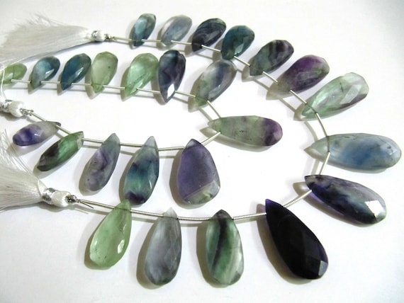 Natural Multi Fluorite Pear Shape Briolette Beads 13 * 30mm sold per strand 8 inches long Gemstone Beads