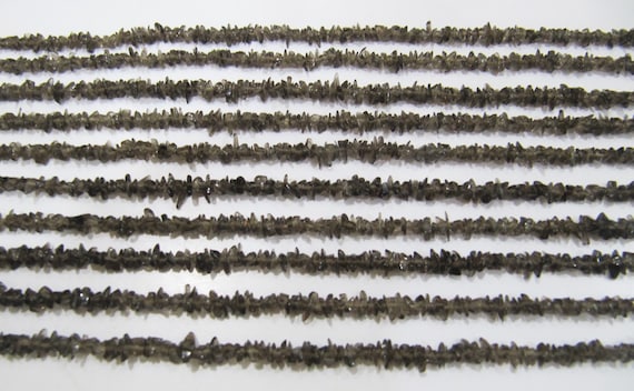 Natural Smoky Quartz Irregular Chip Gravel Uncut Nugget 3-4mm Brown Color Jewelry Making Beads Strand 34 Inches Long Sold Per Strand